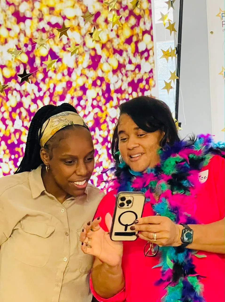 Mrs. B laughing with a fellow educator